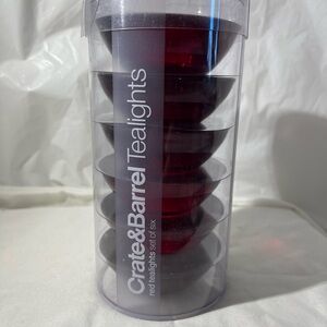 Crate&Barrel Ruby Red Tealight Heavy Glass Candle Holders Set of Six